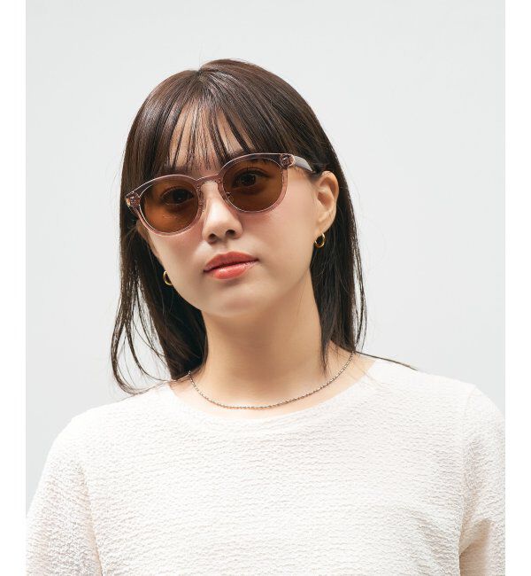  「Zoff｜UNITED ARROWS ボストン型｜サングラス ユナイテッドアローズ｜カラーレンズ｜黒縁 ｜UVカット」|サングラス|ピンク