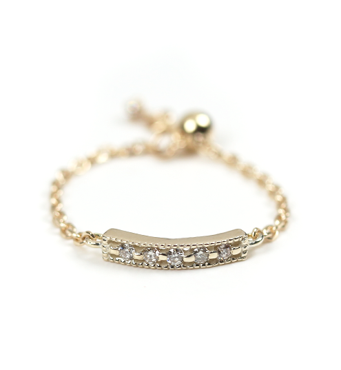  「ダイヤモンド チェーンリング | K10YG」|リング|