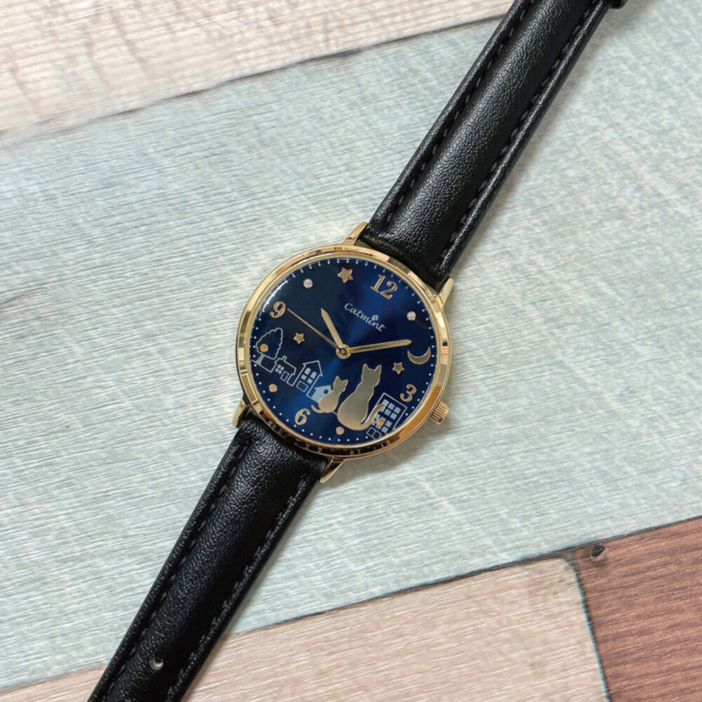 BACKYARD FAMILY「腕時計 レディース 革ベルト ねこ 通販 ウォッチ 時計 ベルト 猫 ネコ 防水 ブランド 女性」|腕時計|ブラック1