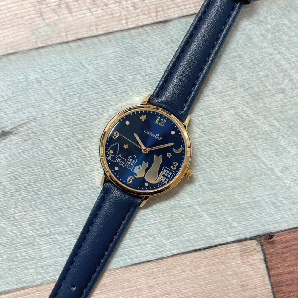 BACKYARD FAMILY「腕時計 レディース 革ベルト ねこ 通販 ウォッチ 時計 ベルト 猫 ネコ 防水 ブランド 女性」|腕時計|ブルー1