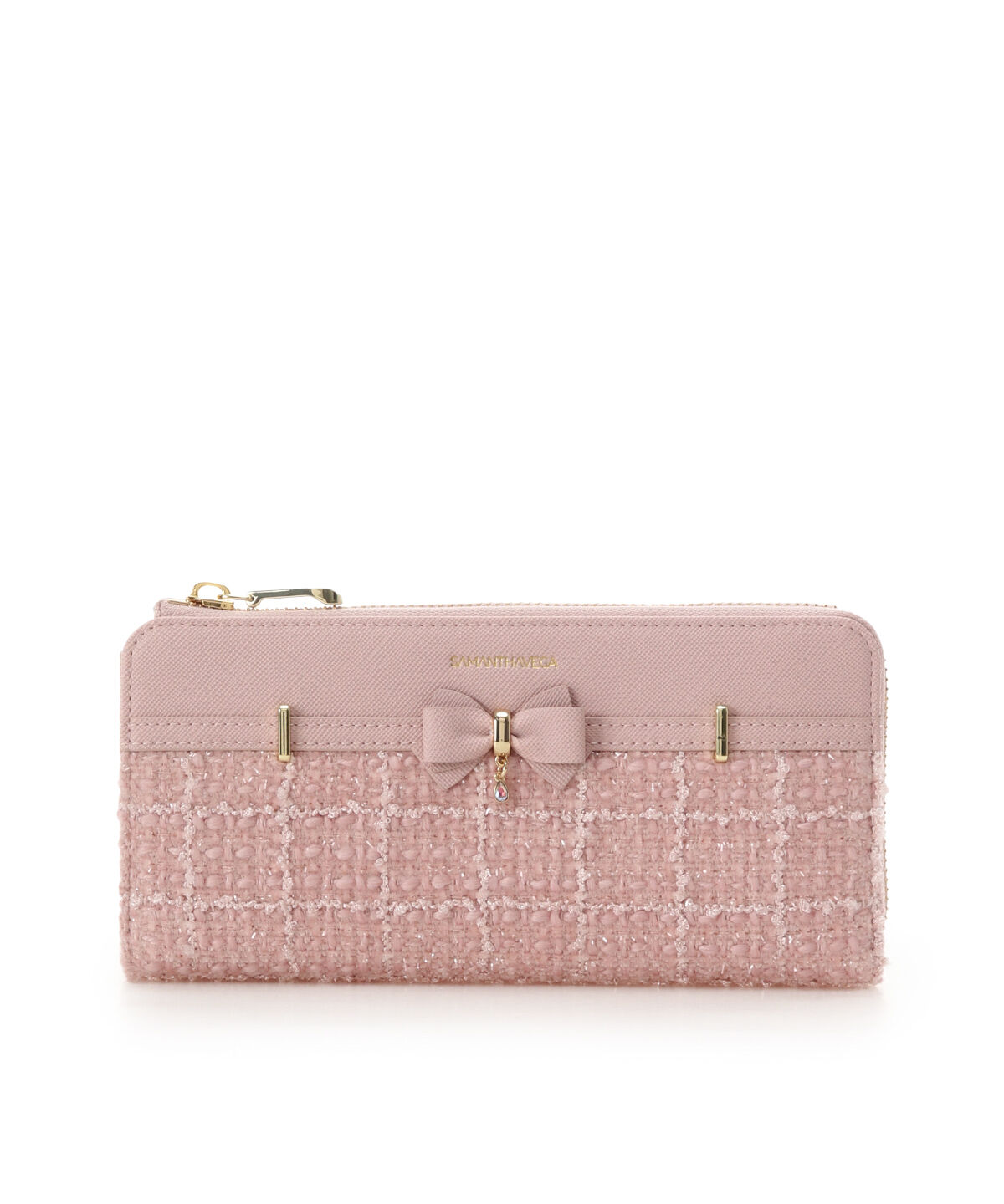 Samantha Vega「ツイードアクセントリボン長財布」|財布|ピンク