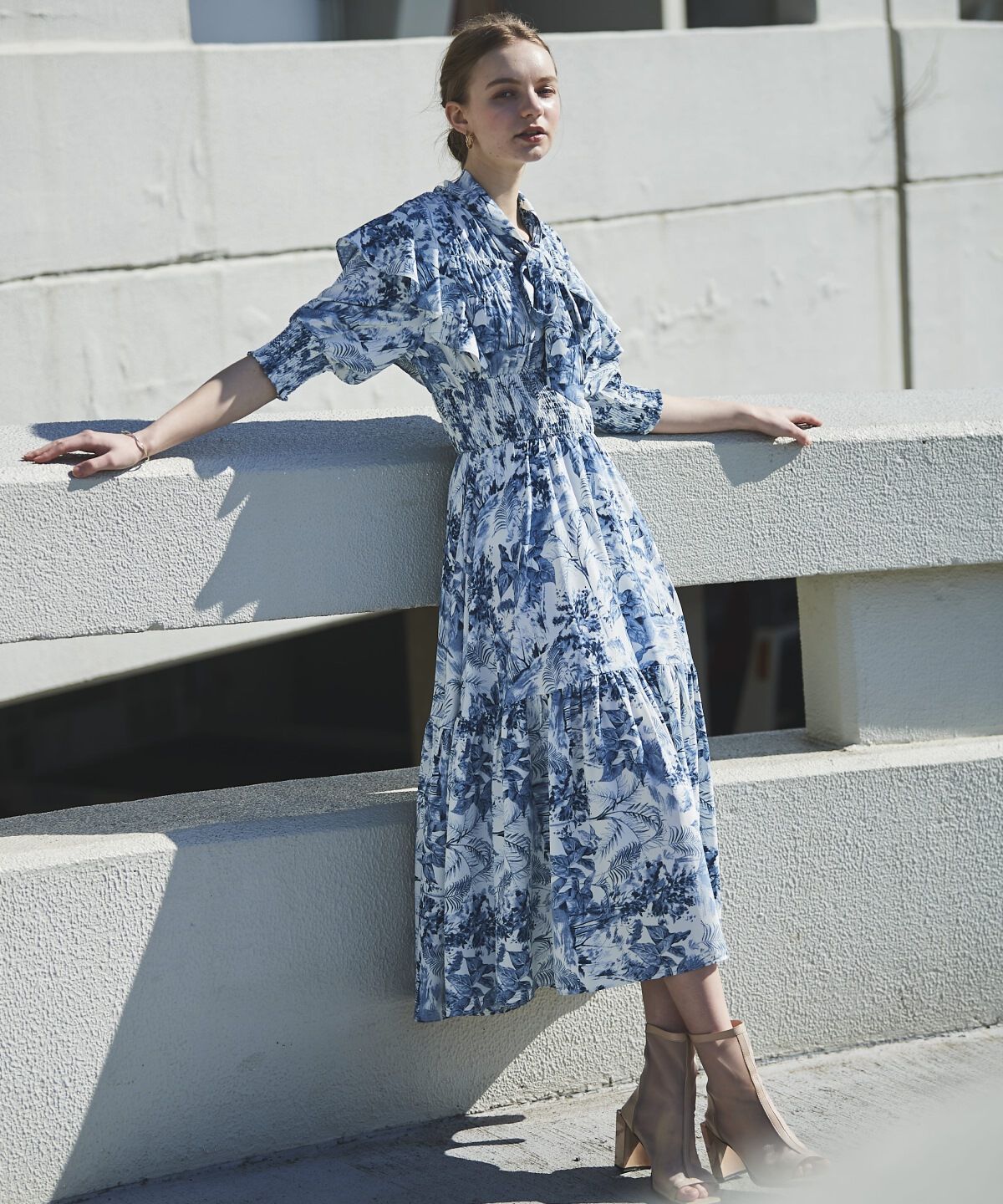 アンドクチュール「ボタニカル柄ボウタイリボンワンピース」|ワンピース|