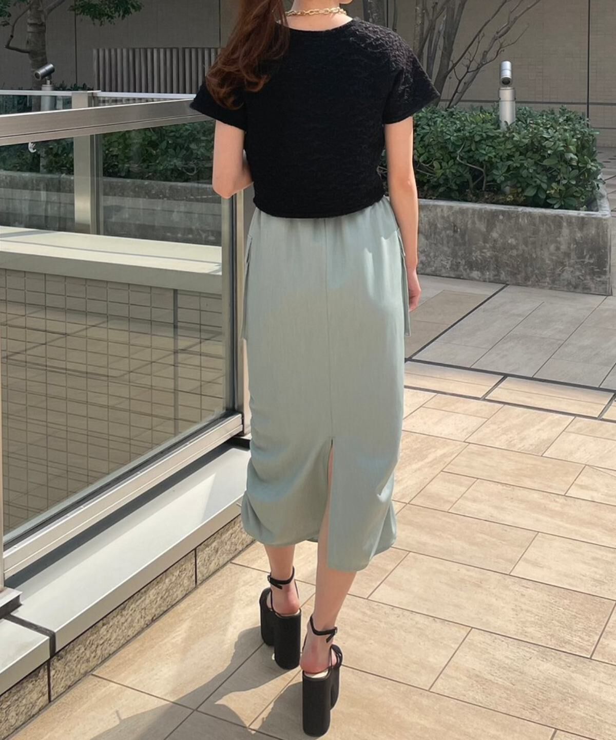 REDYAZEL「ミリタリーポケットデザインドロストマキシスカート」|タイト|