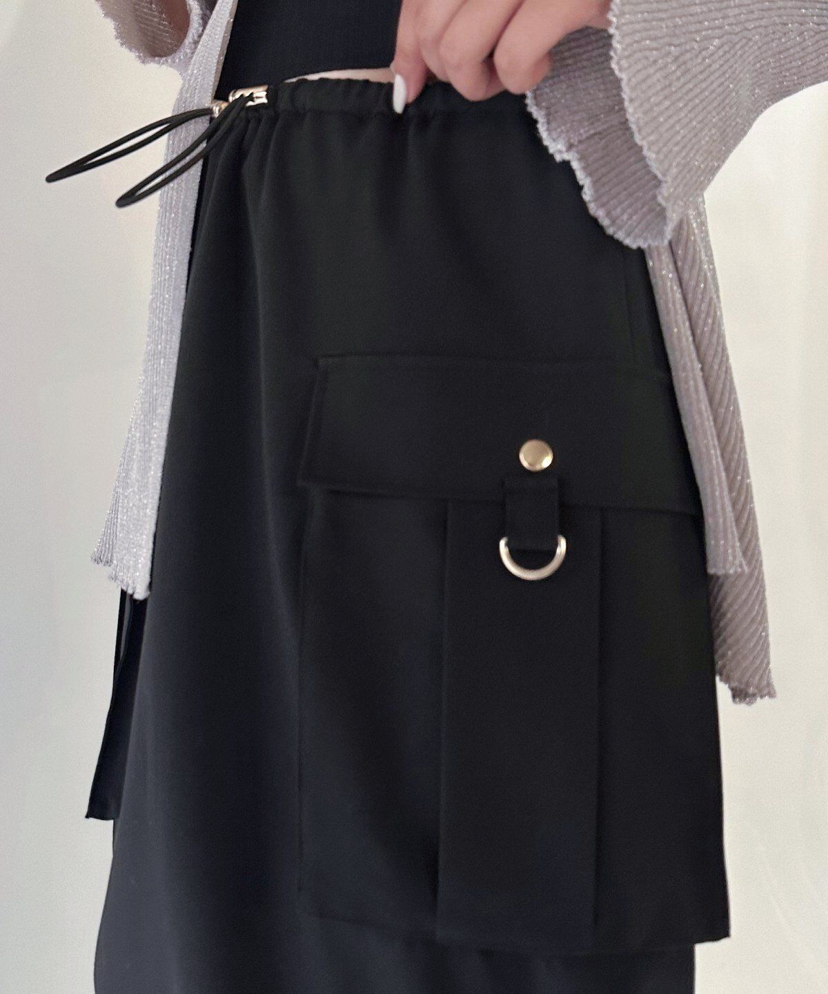 REDYAZEL「ミリタリーポケットデザインドロストマキシスカート」|タイト|