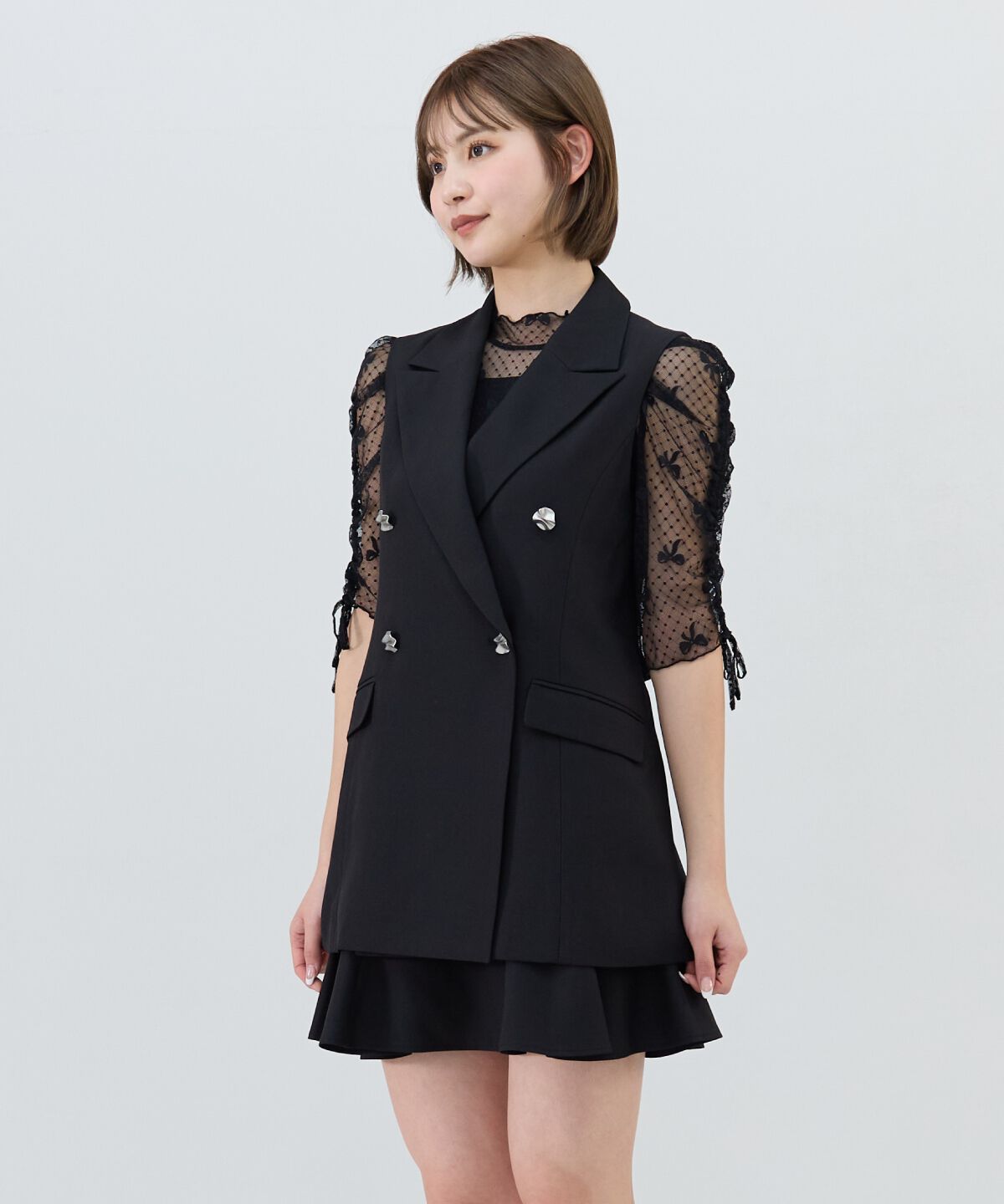 REDYAZEL「バックオープンベスト&times;フレアミニスカートセットアップ」|ワンピース|