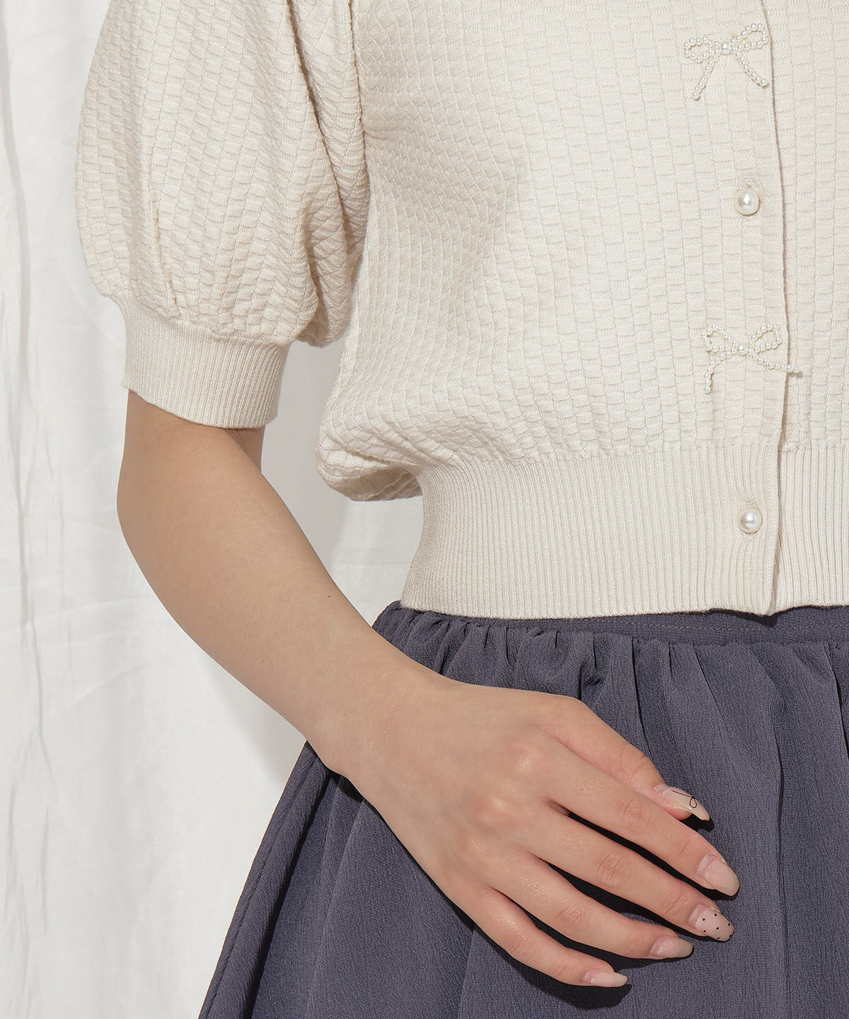 WILLSELECTION「パールリボンパフカーディガン」|カーディガン|