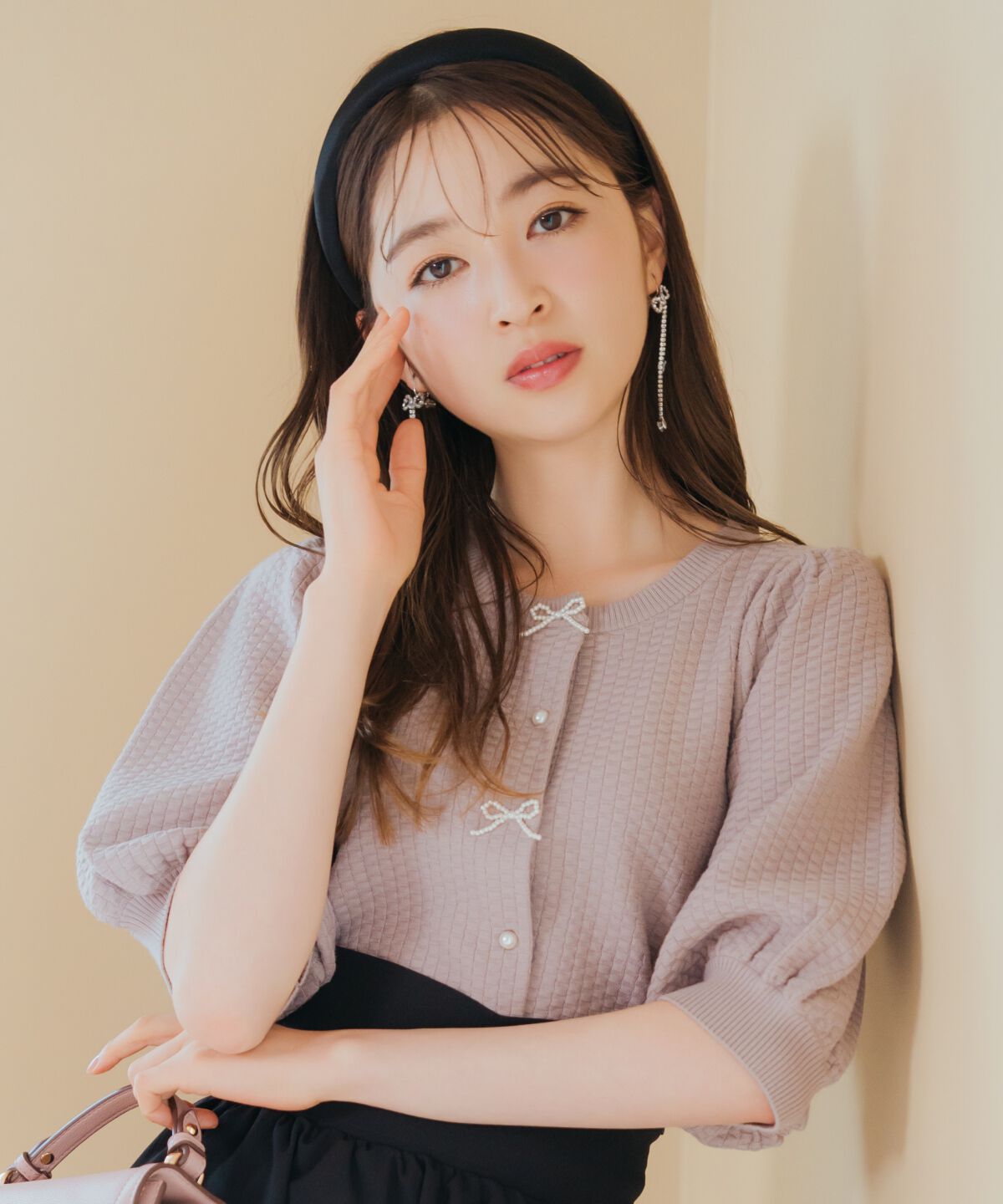 WILLSELECTION「パールリボンパフカーディガン」|カーディガン|