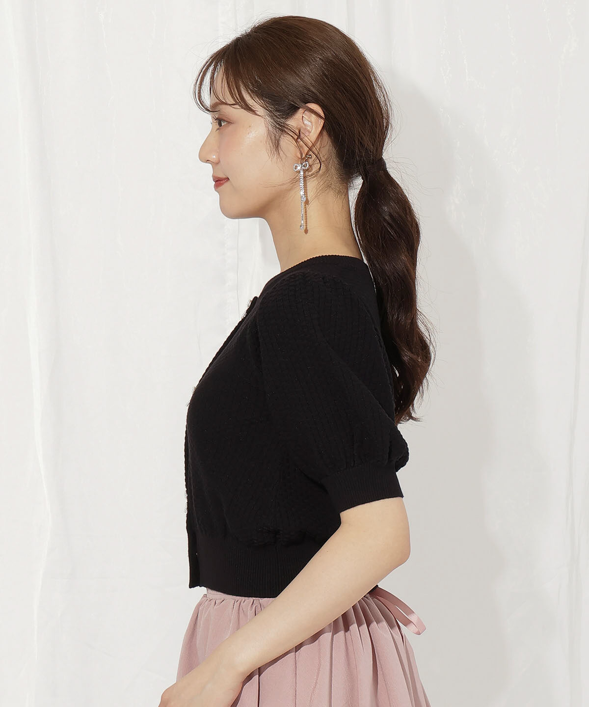 WILLSELECTION「パールリボンパフカーディガン」|カーディガン|