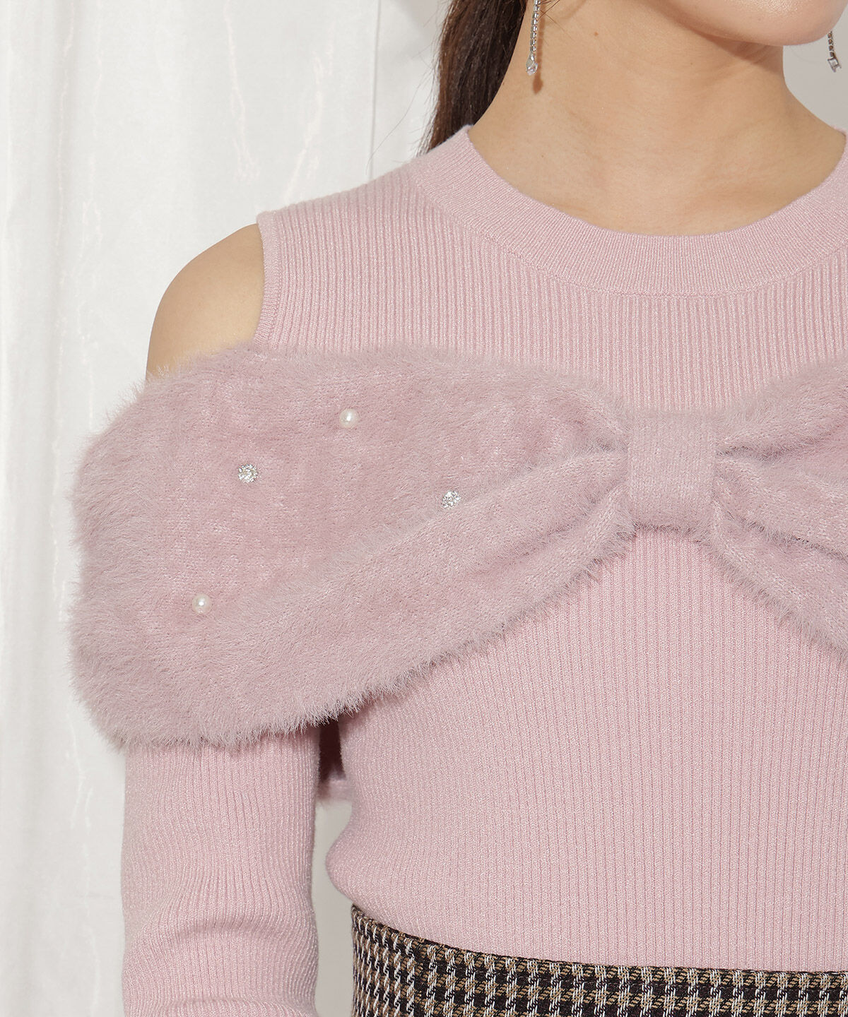 WILLSELECTION「シャギーリボンビジュートップス」|ニット・セーター|