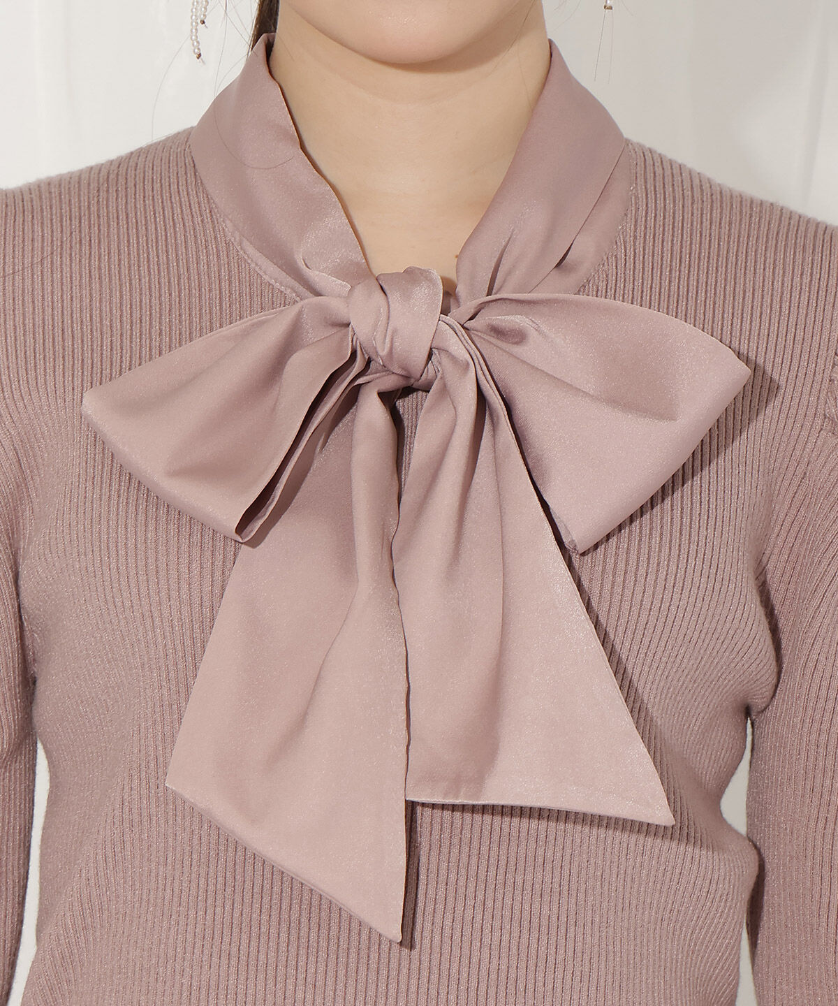 WILLSELECTION「異素材リボンタックスリーブプルオーバー」|ニット・セーター|