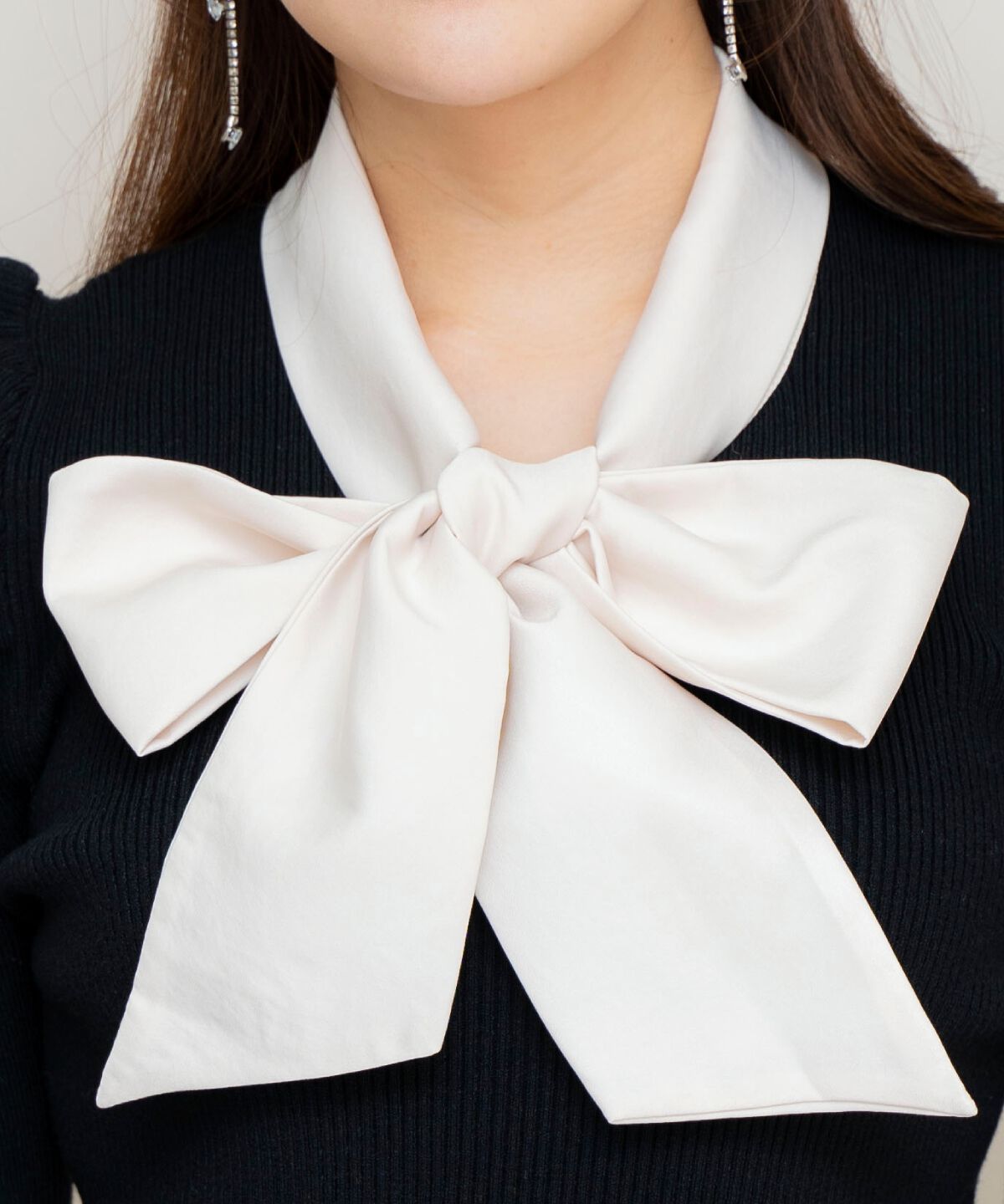 WILLSELECTION「異素材リボンタックスリーブプルオーバー」|ニット・セーター|