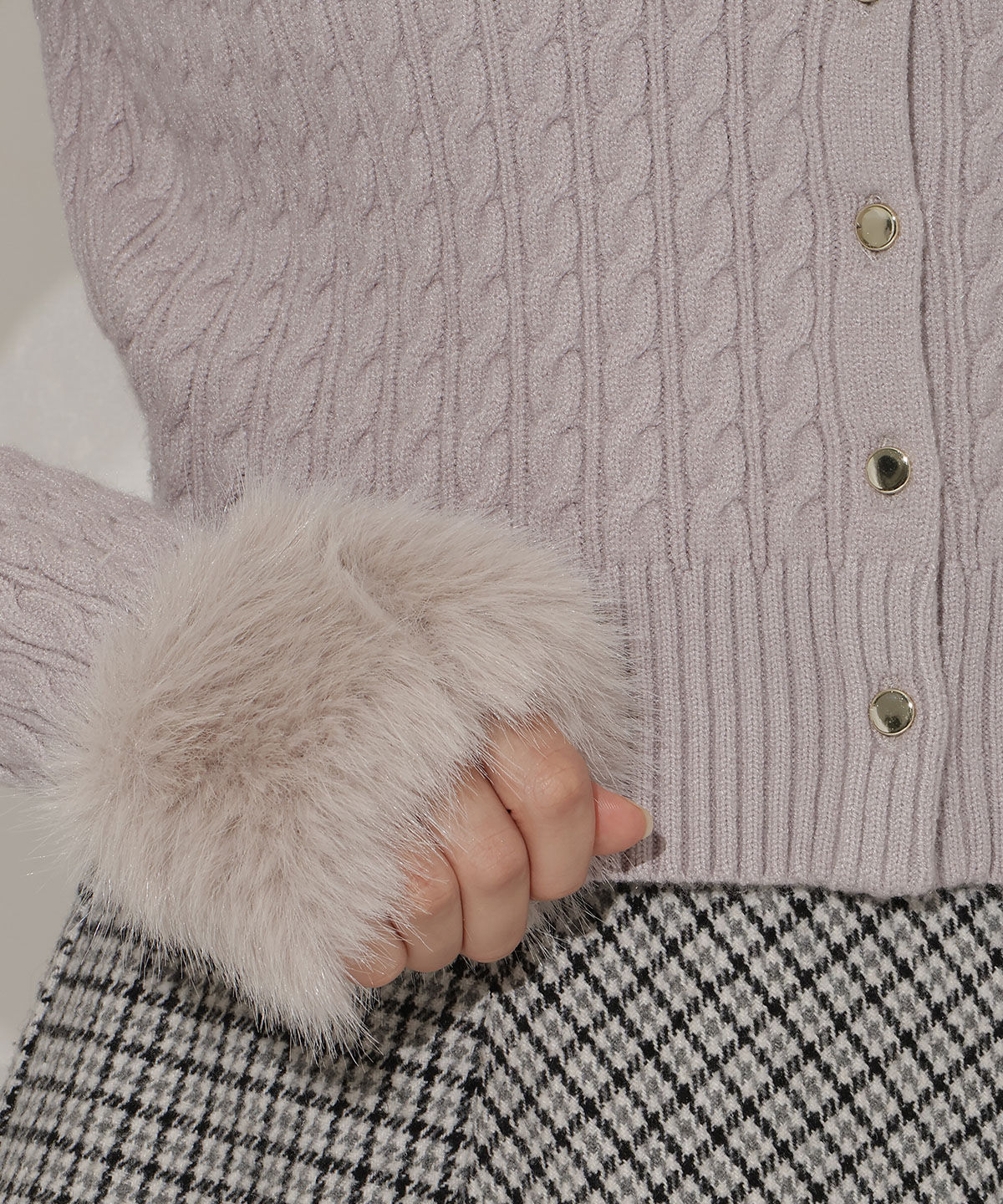 WILLSELECTION「ファーカフスケーブルカーディガン」|カーディガン|