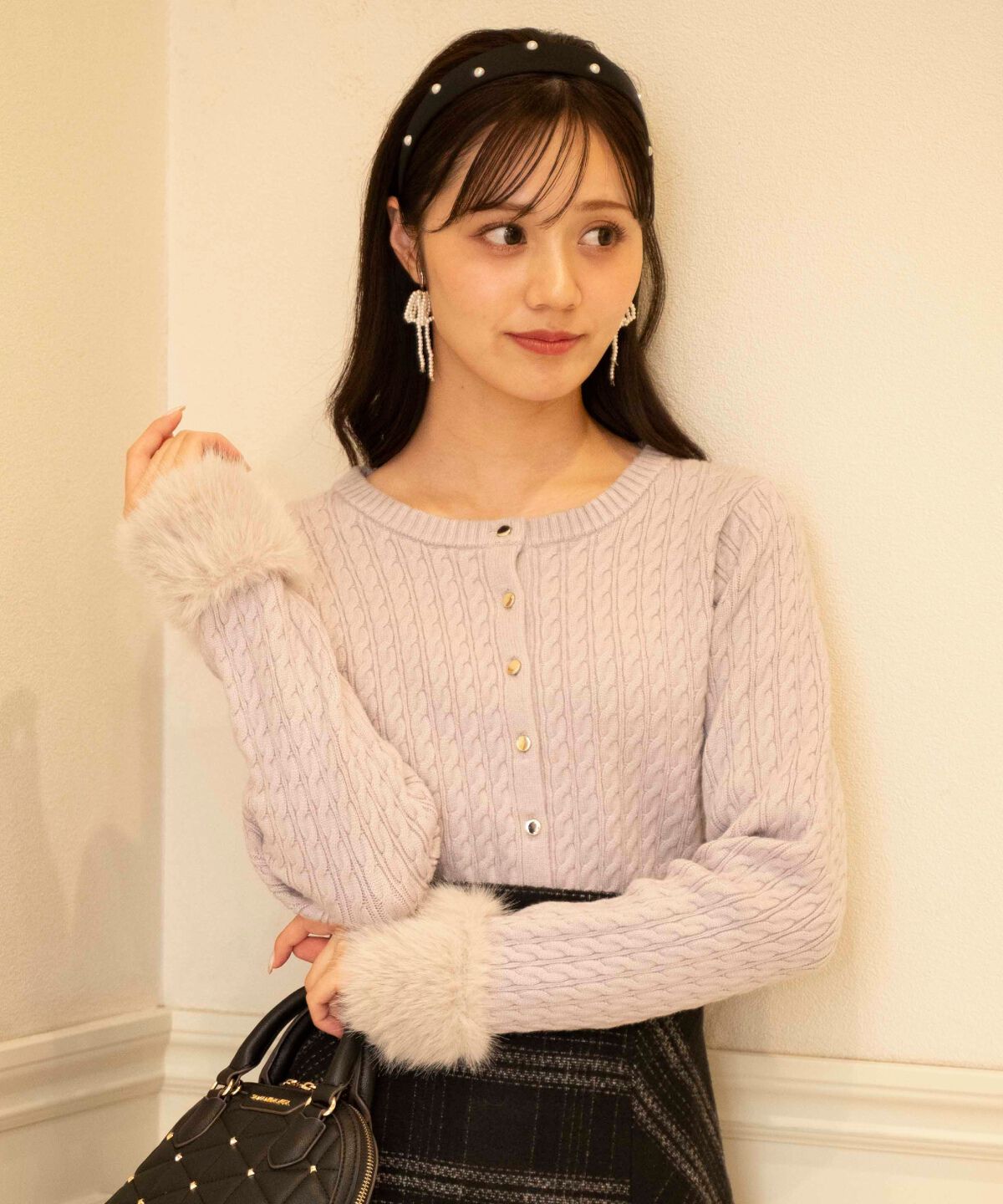 WILLSELECTION「ファーカフスケーブルカーディガン」|カーディガン|