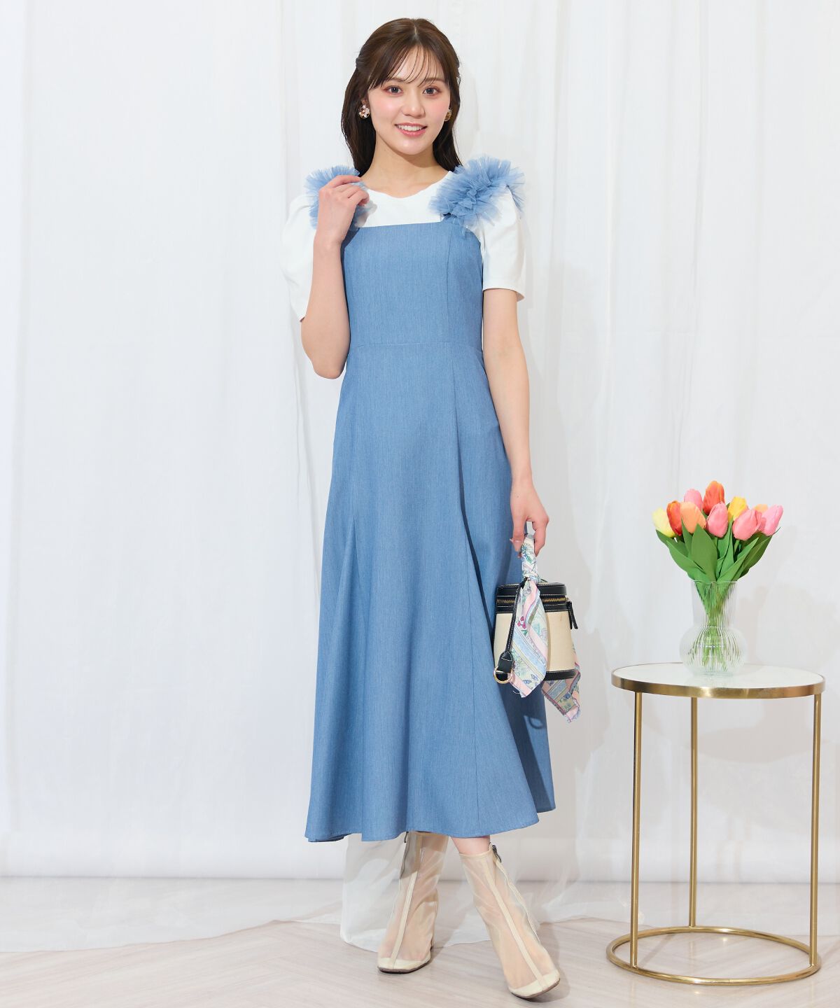 WILLSELECTION「チュールフリルマーメイドジャンスカ」|ワンピース|ダークブルー