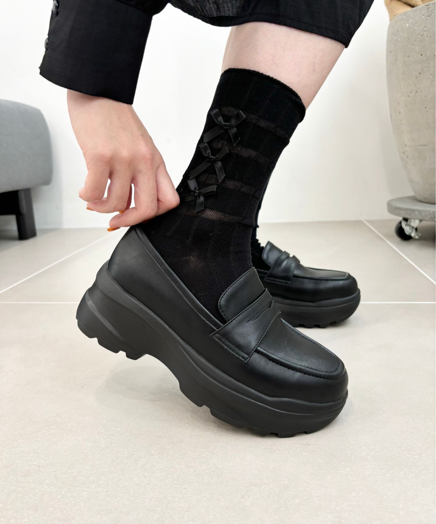 ORiental TRaffic「スニーカーソール ローファー /41316 厚底」|スニーカー|BLACK