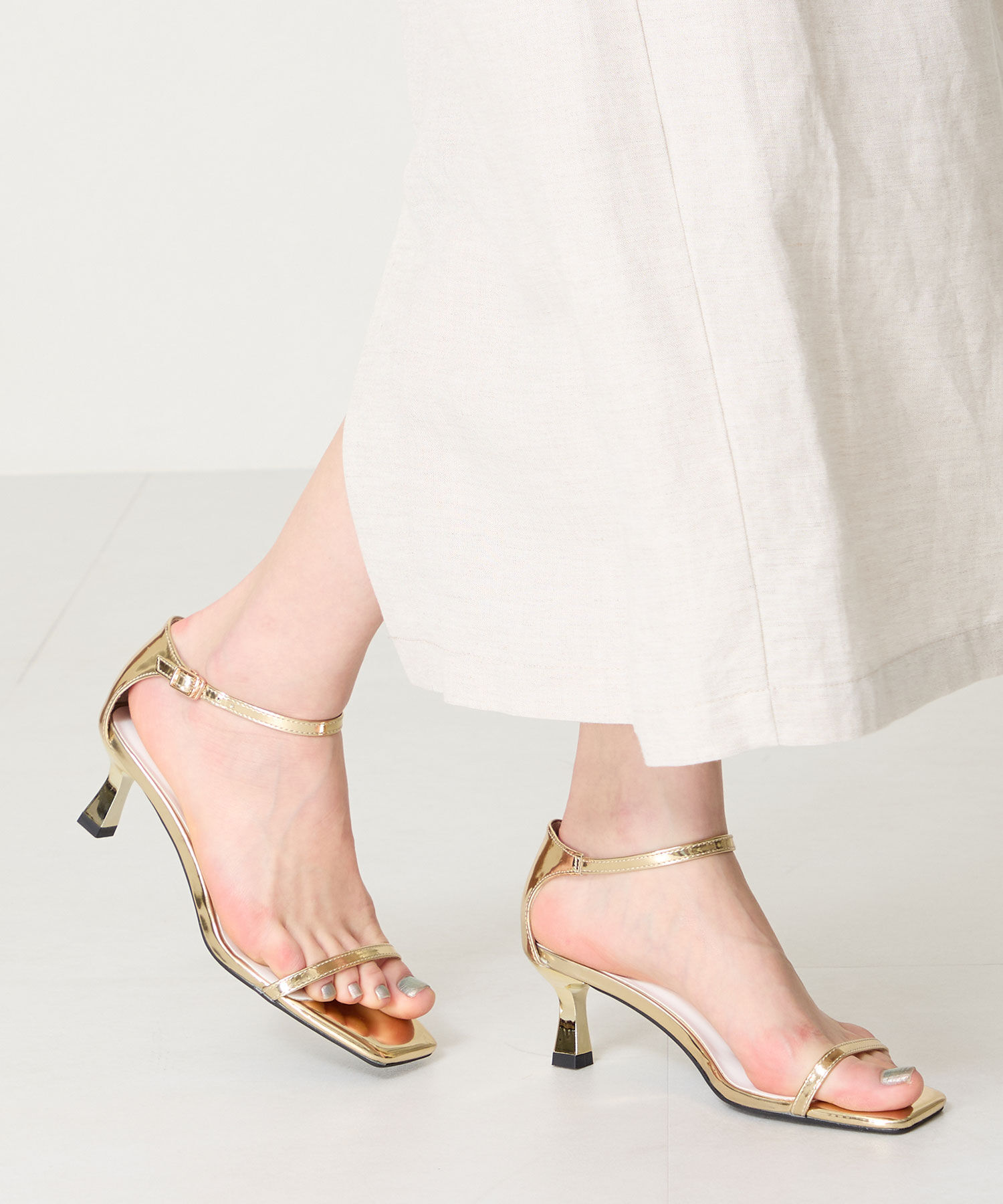 ORiental TRaffic「【WEB限定】ナローストラップヒールサンダル/31292 サンダル 人気 売れてる トレンド ヒール6.5cm」|サンダル|