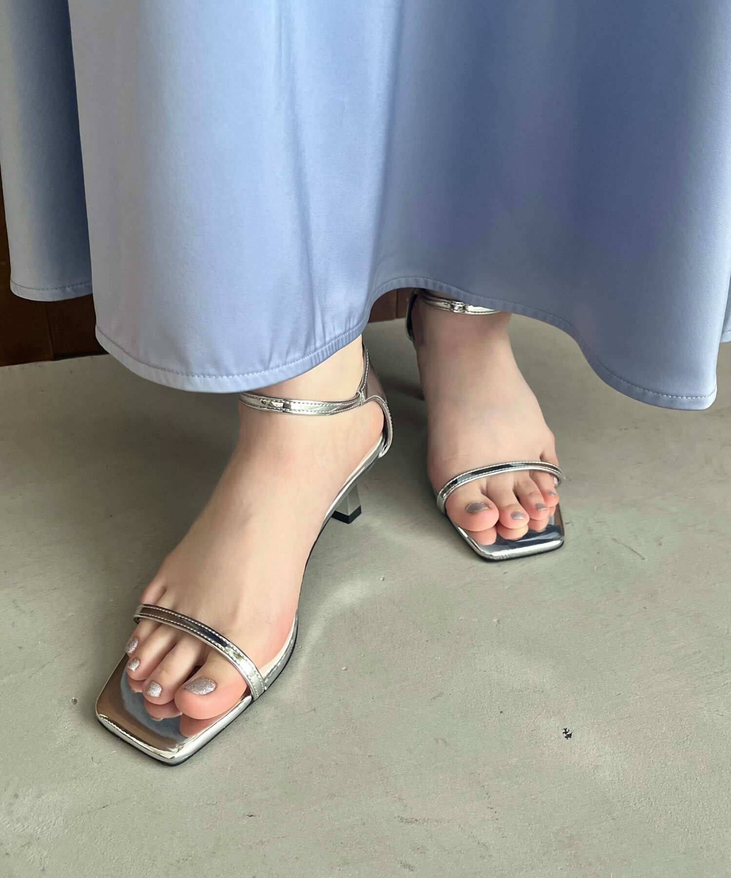 ORiental TRaffic「【WEB限定】ナローストラップヒールサンダル/31292 サンダル 人気 売れてる トレンド ヒール6.5cm」|サンダル|SILVER