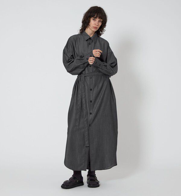 ASTRAET「＜ASTRAET＞デニムライク リボン シャツワンピース」|ワンピース|BLACK
