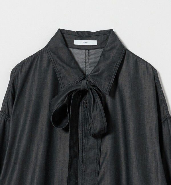 ASTRAET「＜ASTRAET＞デニムライク リボン シャツワンピース」|ワンピース|