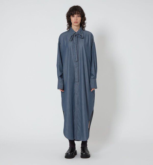 ASTRAET「＜ASTRAET＞デニムライク リボン シャツワンピース」|ワンピース|
