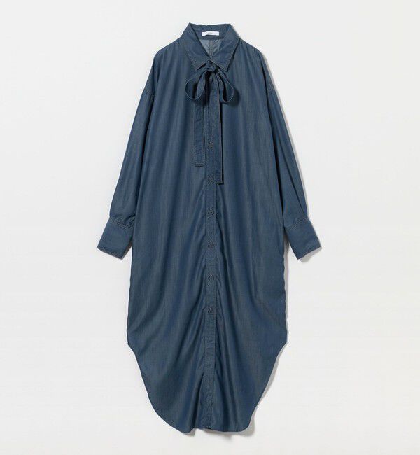 ASTRAET「＜ASTRAET＞デニムライク リボン シャツワンピース」|ワンピース|