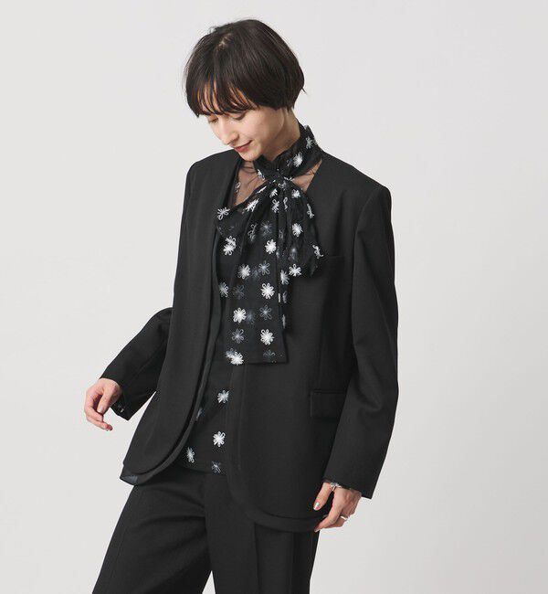 UNITED ARROWS「オーガンジー コンビ ジャケット」|ノーカラージャケット|