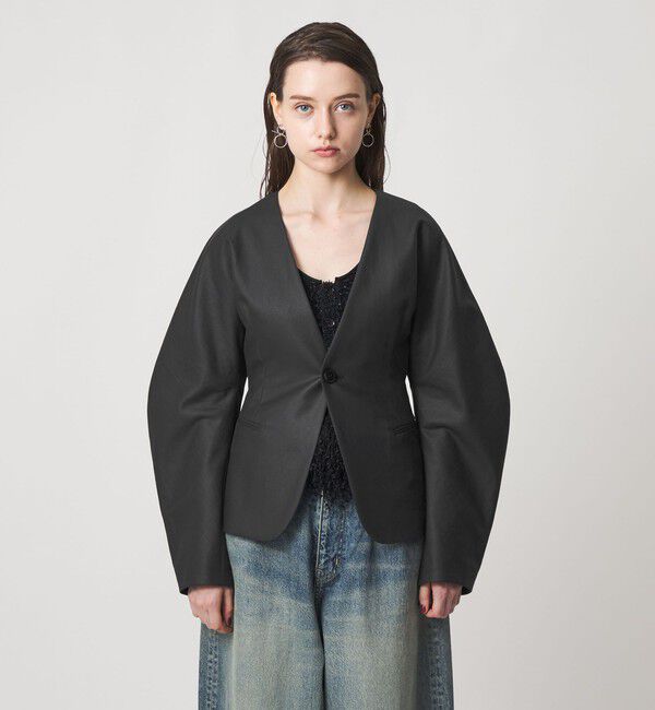 ASTRAET「＜ASTRAET＞コットン シェイプ ノーカラージャケット」|ノーカラージャケット|