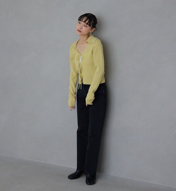 EMMEL REFINES「＜EMMEL REFINES＞EM フロントリボン エリツキ ニット」|ニット・セーター|