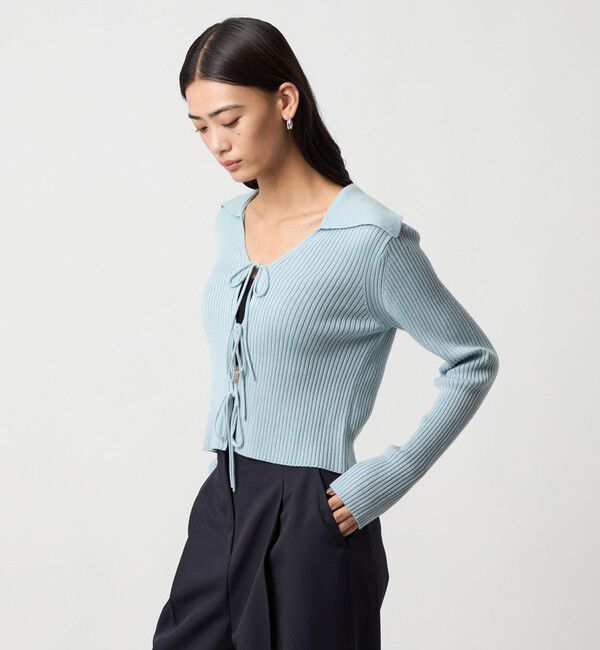 EMMEL REFINES「＜EMMEL REFINES＞EM フロントリボン エリツキ ニット」|ニット・セーター|