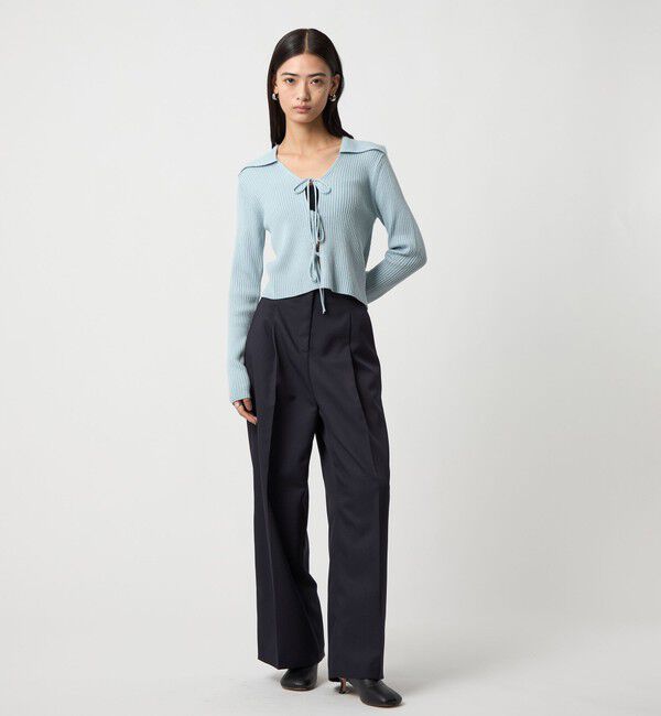 EMMEL REFINES「＜EMMEL REFINES＞EM フロントリボン エリツキ ニット」|ニット・セーター|