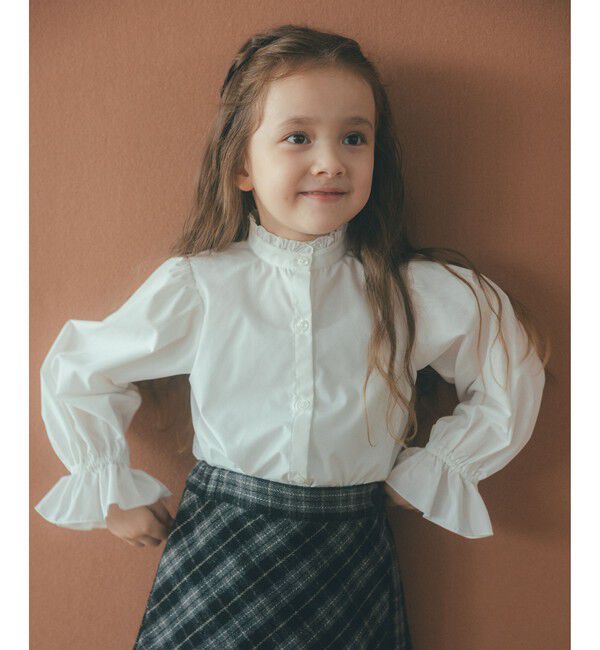 UNITED ARROWS green label relaxing「スタンドカラー フリルリボン ブラウス/ キッズ 110cm-130cm」|シャツ・ブラウス|