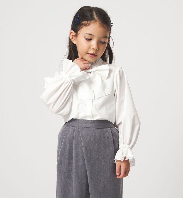 UNITED ARROWS green label relaxing「スタンドカラー フリルリボン ブラウス/ キッズ 110cm-130cm」|シャツ・ブラウス|