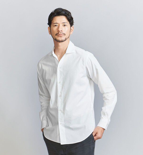 BEAUTY&YOUTH UNITED ARROWS「【WEB限定 WARDROBE SMART】コットン ワイドカラー スキッパー シャツ」|シャツ・ブラウス|