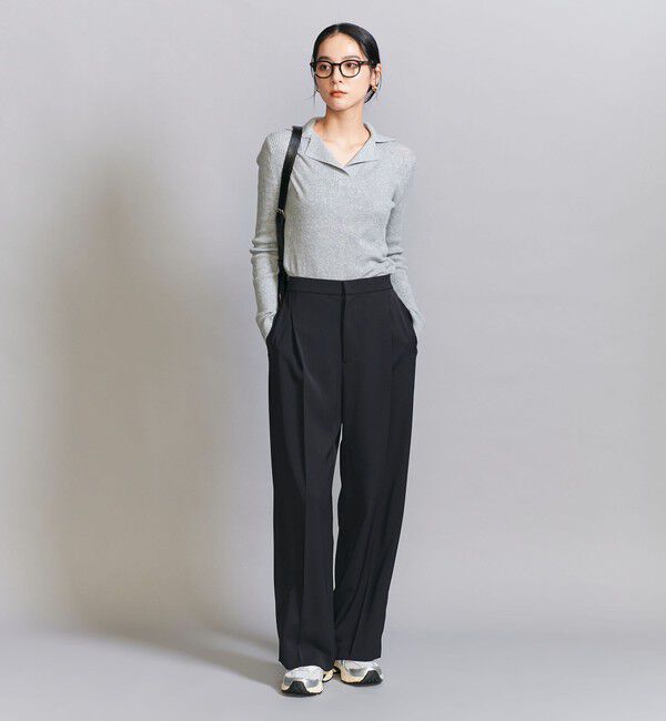 BEAUTY&YOUTH UNITED ARROWS「【WEB限定 Wardrobe DAILY MINIMAL】ダブルクロス タックワイドストレートパンツ -ウォッシャブル-」|スラックス|