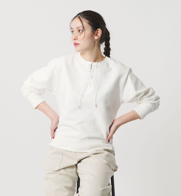 BEAUTY&YOUTH UNITED ARROWS「コットン レースアッププルオーバー」|スウェット・ジャージ|WHITE
