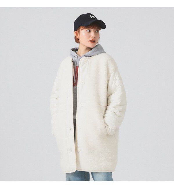 Ray BEAMS 「ボア キルト リバーシブル コート」|ダッフルコート|