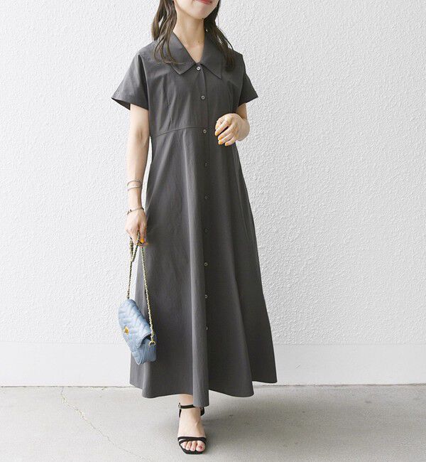 SHIPS any「SHIPS any:〈洗濯機可能〉フラットカラー Vネック フレア ワンピース」|ワンピース|