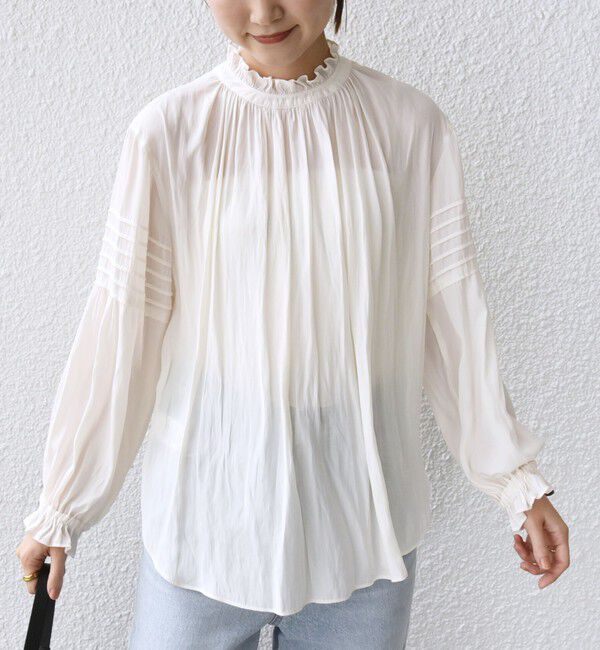 SHIPS for women「〈手洗い可能〉割繊 前後 2WAY 袖タック デザイン ブラウス」|シャツ・ブラウス|