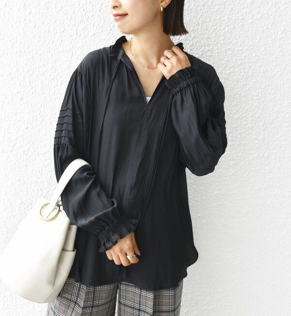 SHIPS for women「〈手洗い可能〉割繊 前後 2WAY 袖タック デザイン ブラウス」|シャツ・ブラウス|