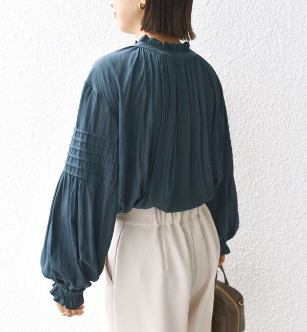 SHIPS for women「〈手洗い可能〉割繊 前後 2WAY 袖タック デザイン ブラウス」|シャツ・ブラウス|