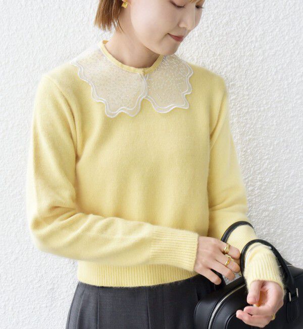 SHIPS for women「【WEB限定】〈手洗い可能〉布帛 襟付き ニット プルオーバー」|ニット・セーター|