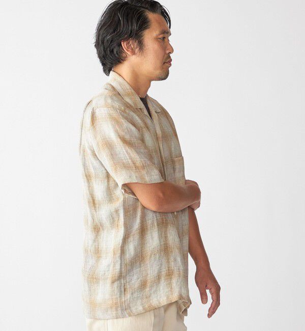 SHIPS「Southwick Gate Label: リネン オンブレチェック ショートスリーブ シャツ」|シャツ・ブラウス|