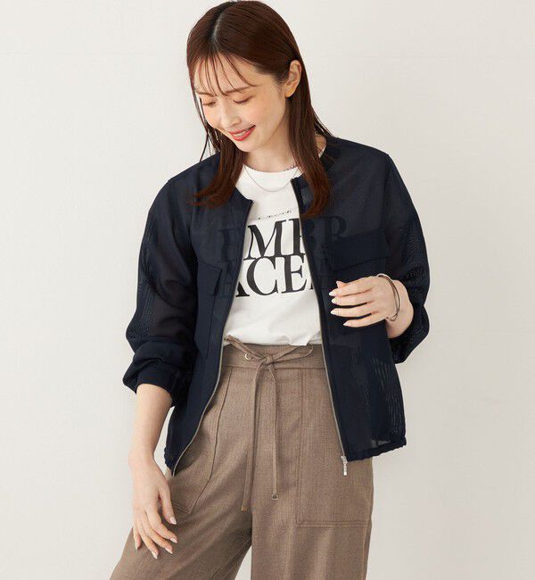 SHIPS Colors 「SHIPS Colors:〈手洗い可能〉メッシュ ノーカラー ジップ ブルゾン◇」|ブルゾン・スタジャン|