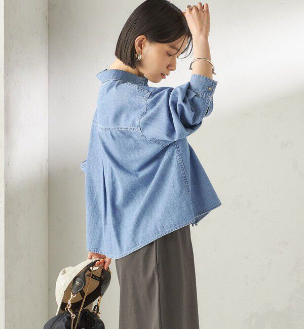 SHIPS for women「〈洗濯機可能〉ライトオンス デニム ショート シャツ」|シャツ・ブラウス|