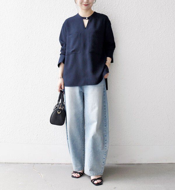 SHIPS any「SHIPS any:〈洗濯機可能〉ツイード ライク オーバー ブラウス［NAVY BLUE］」|シャツ・ブラウス|