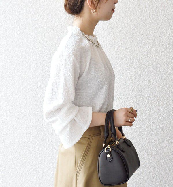 SHIPS any「SHIPS any:〈洗濯機可能〉シアー ジャージー スタンド フリル カット ブラウス」|シャツ・ブラウス|