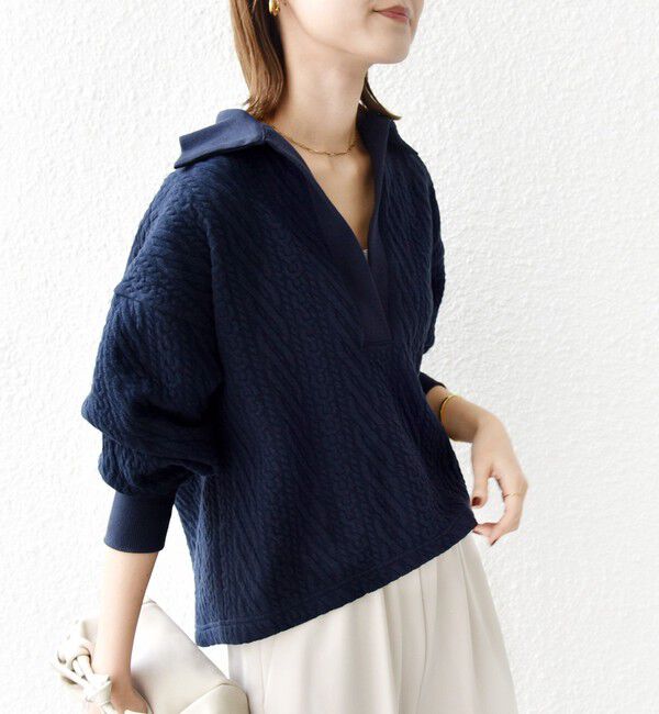 SHIPS for women「【WEB限定】〈手洗い可能〉ケーブル ジャージー ポロ プルオーバー」|Tシャツ・カットソー|