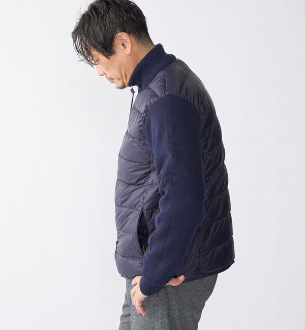 SHIPS「【WEB限定/SHIPS別注】TAION:〈手洗い可能〉ハイネック ダブルジップ ニットスリーブダウンジャケット」|ダウン|