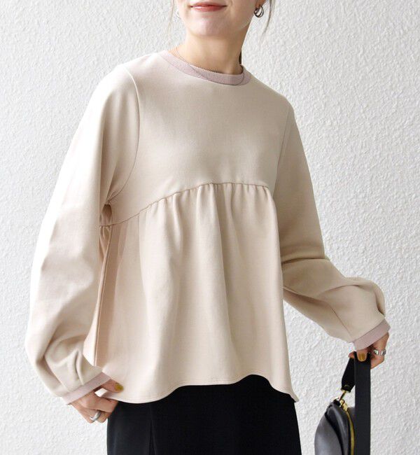 SHIPS any「SHIPS any:〈洗濯機可能〉裏毛 バイカラー ペプラム スウェット プルオーバー」|スウェット・ジャージ|