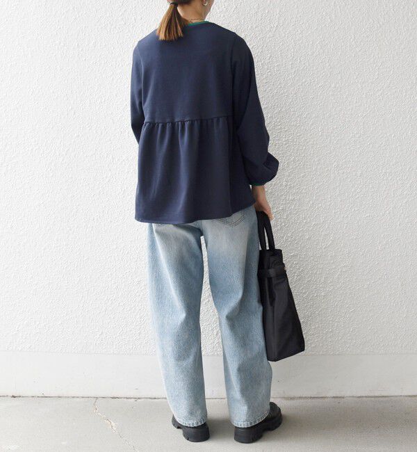 SHIPS any「SHIPS any:〈洗濯機可能〉裏毛 バイカラー ペプラム スウェット プルオーバー」|スウェット・ジャージ|